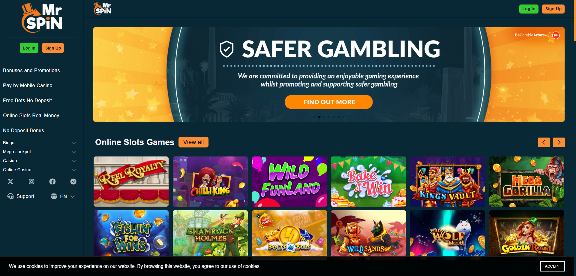 Mr Spin Casino Desktop screenshot